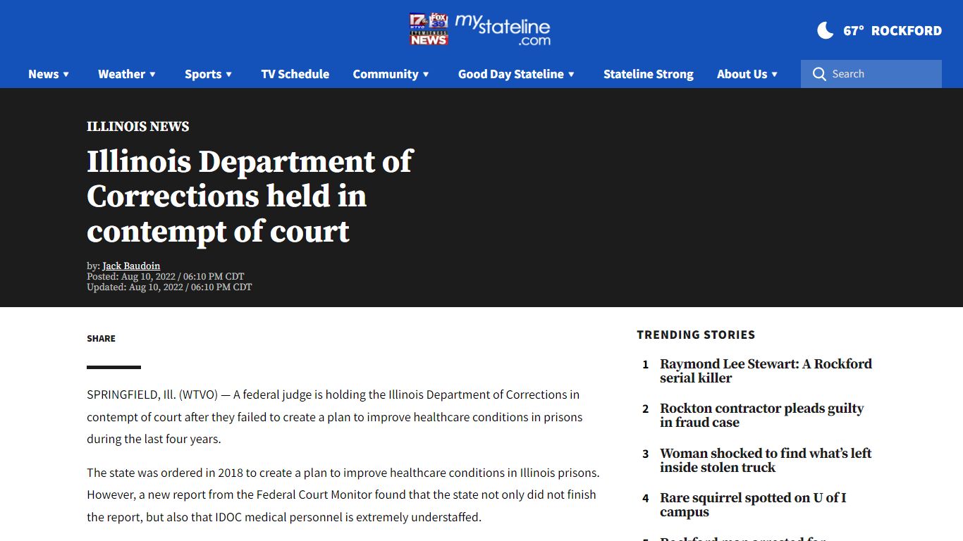 Illinois Department of Corrections held in contempt of court ...